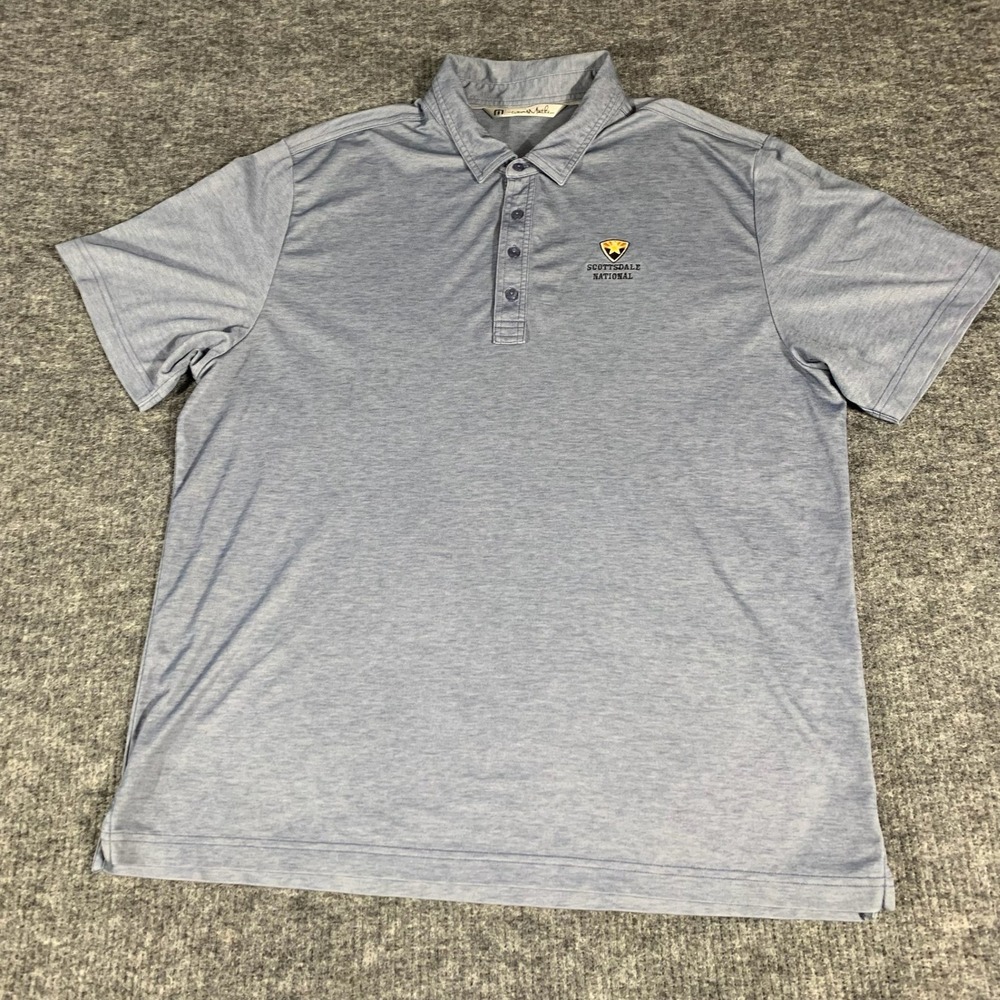 Travis Mathew Polo Shirt Mens XXL 2XL Blue Golf Scottsdale National‎ Performance